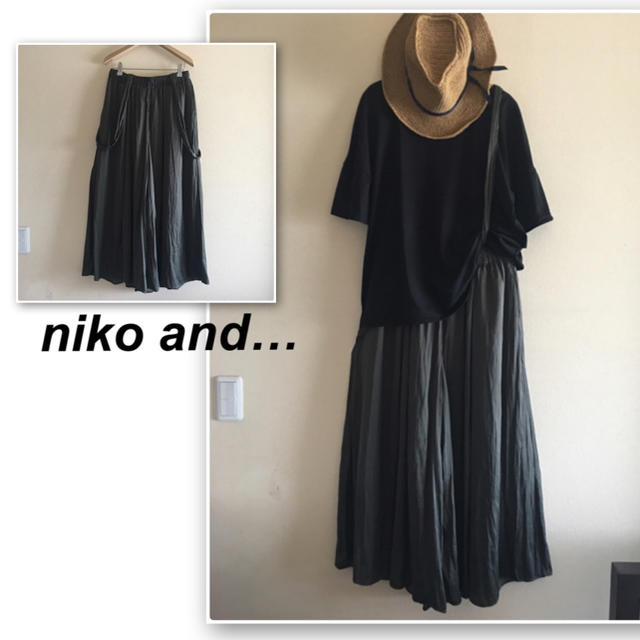 niko and...(ニコアンド)のピース2号様❣️ニコアンド✨グリーンのワイドフレアパンツ レディースのパンツ(サルエルパンツ)の商品写真