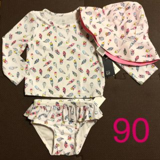 ベビーギャップ(babyGAP)の【新品】ベビーギャップ 水着＆帽子セット アイスクリーム柄 90サイズ(水着)