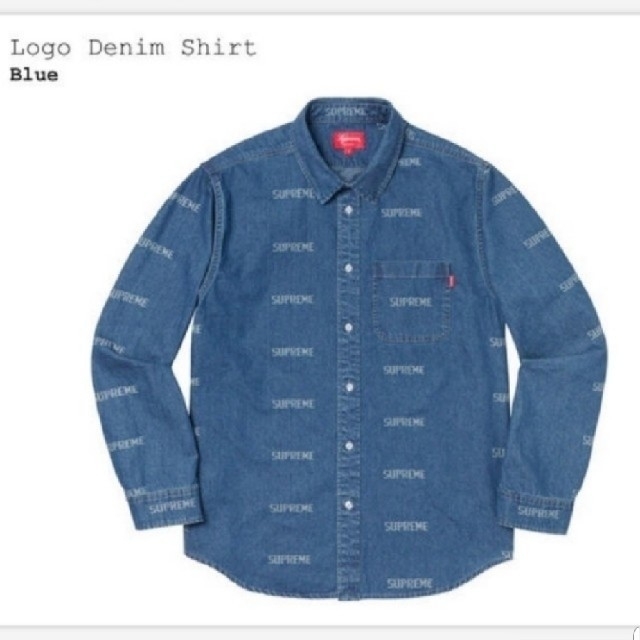 Supreme Logo Denim Shirt blue M