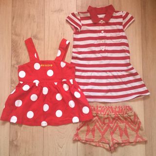 ディズニー(Disney)の女の子 90 夏服 3点 セット ワンピース ショートパンツ(ワンピース)