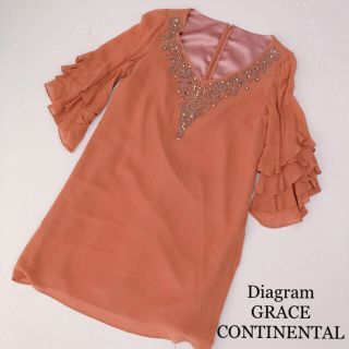 グレースコンチネンタル(GRACE CONTINENTAL)のDiagram♡シルク100%シフォンビジューワンピース(ひざ丈ワンピース)