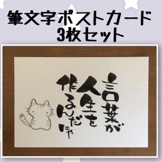 ☆筆文字書☆ポストカード3枚セット☆猫☆(書)