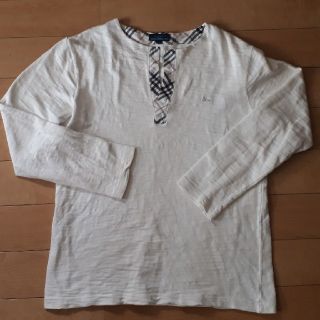 バーバリーブルーレーベル(BURBERRY BLUE LABEL)の【良好】バーバリー  カットソー ロンＴ長袖 厚手 白  Ｌ(Tシャツ/カットソー(七分/長袖))