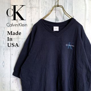 カルバンクライン(Calvin Klein)のMade  In USA カルバンクライン Vネック Tシャツ ネイビー(Tシャツ/カットソー(半袖/袖なし))