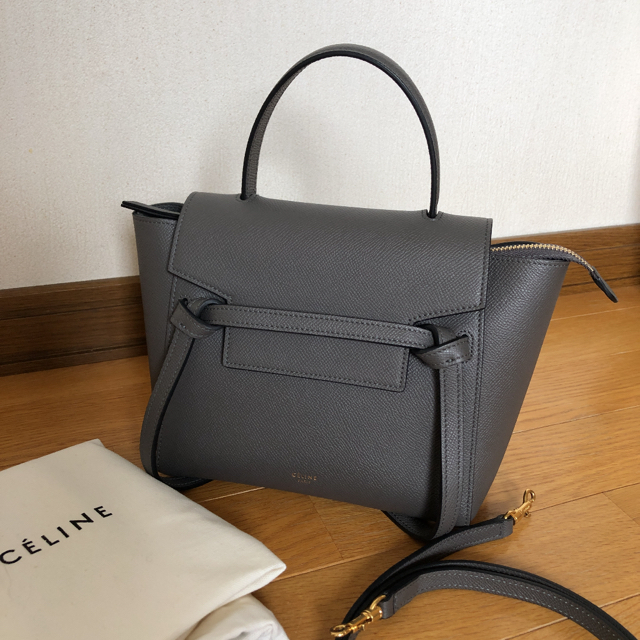 9/23まで　美品　CELINE セリーヌ　ベルトバッグナノ　グレー