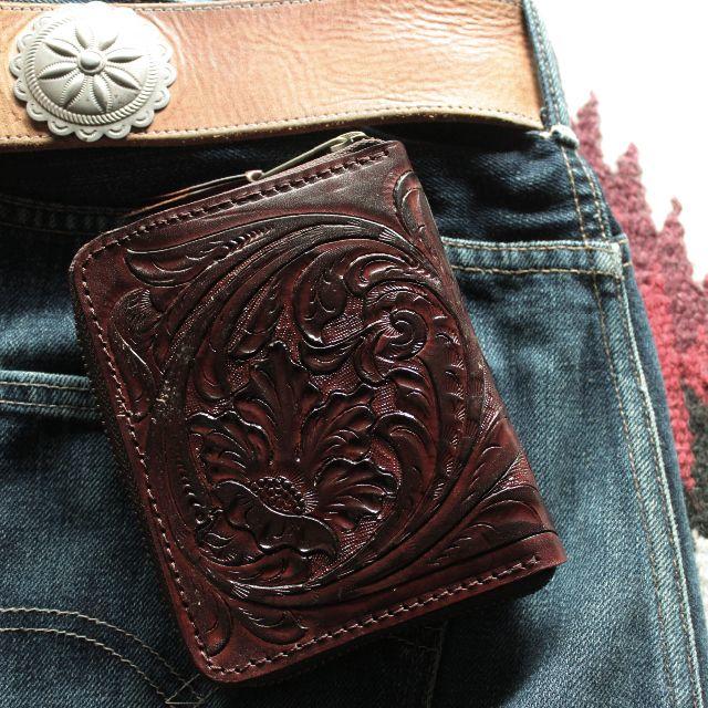 sold out*Leather carving Wallet 1