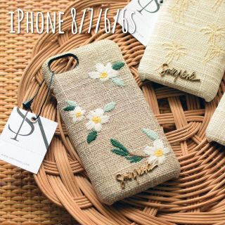 サミールナスリ(SMIR NASLI)のタグ付き新品♡麻素材×花刺繍 iPhone8/7/6s/6 ハードケース(iPhoneケース)