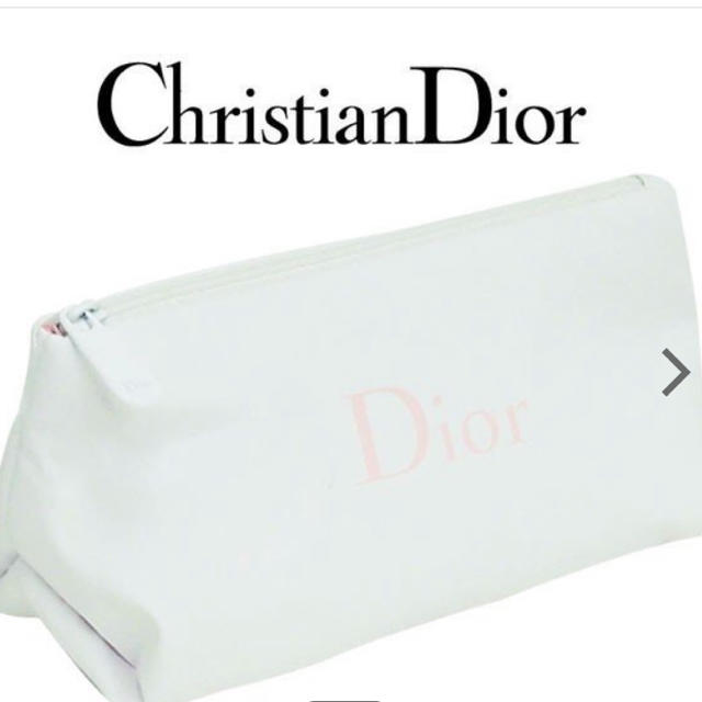 Christian Dior(クリスチャンディオール)のクリスチャンディオール ホワイトポーチ(002) (ピンクロゴ) レディースのファッション小物(ポーチ)の商品写真