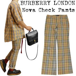 バーバリー(BURBERRY)の★美品★BURBERRY★バーバリー★ノバチェック パンツ★デニム★キャメル★S(デニム/ジーンズ)