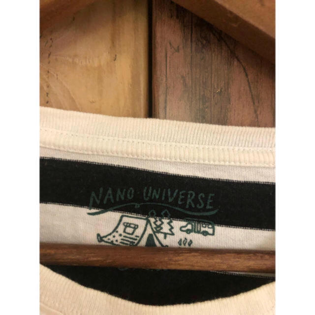 nano・universe(ナノユニバース)の美品 メンズ ナノユニバース ボーダー 七分袖 Tシャツ M 白 黒 メンズのトップス(Tシャツ/カットソー(七分/長袖))の商品写真