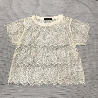 ダブルクローゼット(w closet)の透け感を活かす重ね着にどうぞ！総レース・丸襟半袖カットソー(カットソー(半袖/袖なし))