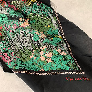 クリスチャンディオール(Christian Dior)のクリスチャンディオール/Diorシルク100％花柄大判スカーフストール(バンダナ/スカーフ)