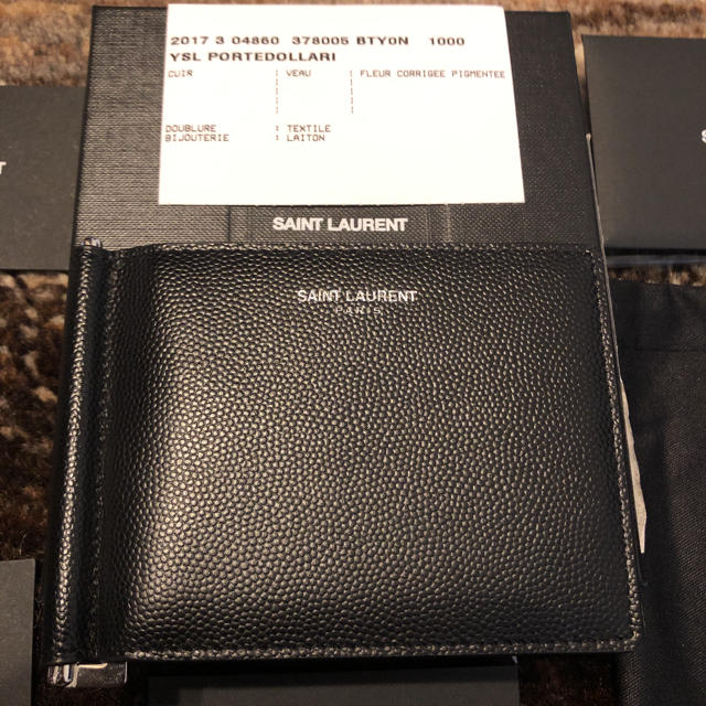 Saint Laurent(サンローラン)のサンローラン ビルクリップ マネークリップ 二つ折り財布 黒 未使用 メンズのファッション小物(マネークリップ)の商品写真