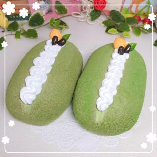 手作りスクイーズ 抹茶コッペパン(その他)