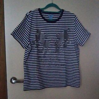 シマムラ(しまむら)の大きいサイズ ミッキーボーダー柄Tシャツ(Tシャツ(半袖/袖なし))