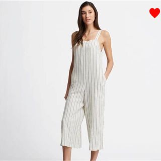 ユニクロ(UNIQLO)のリネンブレンド ストライプ サロペット Ｓ(サロペット/オーバーオール)