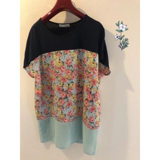 シューラルー(SHOO・LA・RUE)の異素材花柄トップス ★チュニック ★マタニティ 授乳服にも(シャツ/ブラウス(半袖/袖なし))