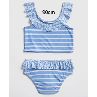 ベビーギャップ(babyGAP)の新品☆ラッフルストライプ  ブルー 水着 女の子 18-24M 90cm(水着)