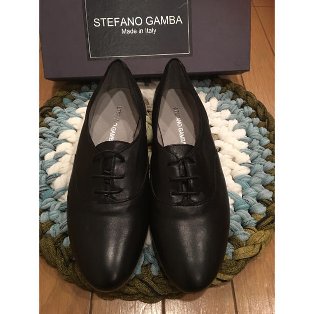 新品 STEFANO GAMBA スムースレザーフラットシューズ