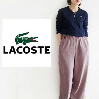 ラコステ(LACOSTE)のLacoste　ゆるサイズ　シンプルT　ワニワッペン　ロンT　Tシャツ　ネイビー(Tシャツ(長袖/七分))