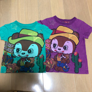 グラグラ(GrandGround)のグラグラ 姉弟お揃い 110 90 半袖 Ｔシャツ 紫 緑(Tシャツ/カットソー)