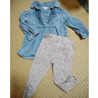 ラルフローレン(Ralph Lauren)のラルフローレン♡女の子シャツワンピース花柄レギンス2枚コーデセット(ワンピース)