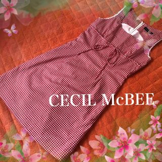 セシルマクビー(CECIL McBEE)のセシルマクビー❣️ 赤 ギンガムチェック ノースリーブ ワンピース❣️(ひざ丈ワンピース)