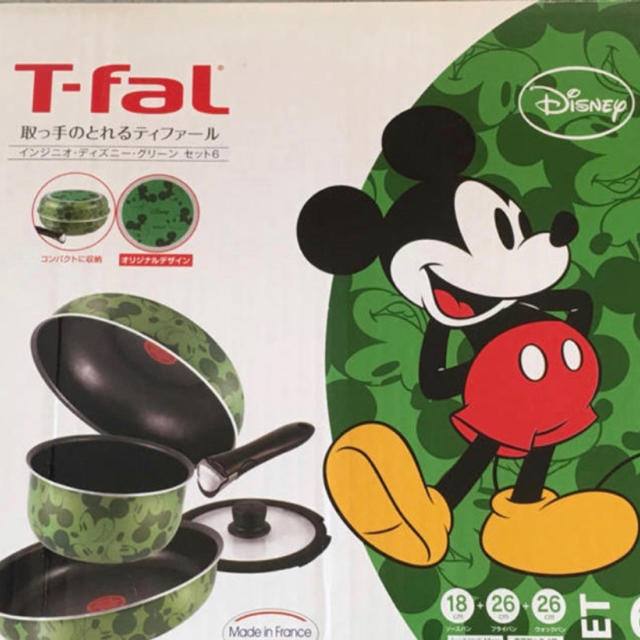 T-fal(ティファール)のt-fal ティファール ディズニー ミッキー インジニオ グリーン セット6 インテリア/住まい/日用品のキッチン/食器(鍋/フライパン)の商品写真