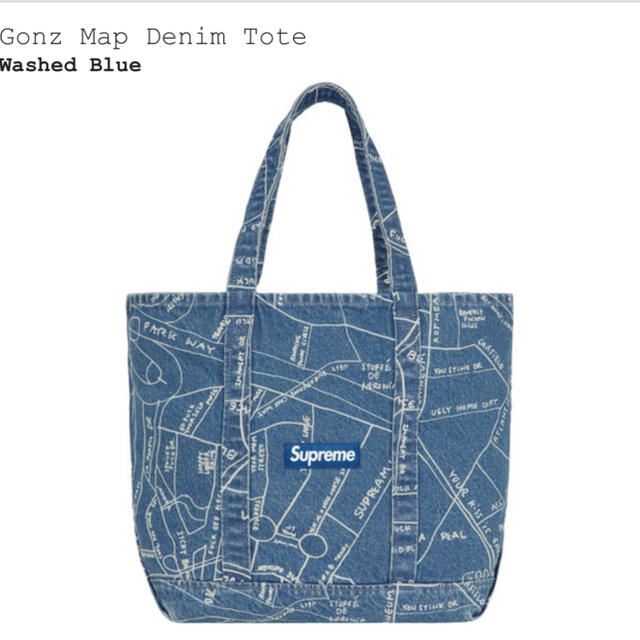 Supreme  Gonz Map Denim Tote  Blue