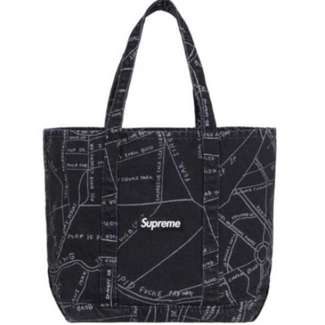 メンズ※送料込 supreme gons map denim tote 黒