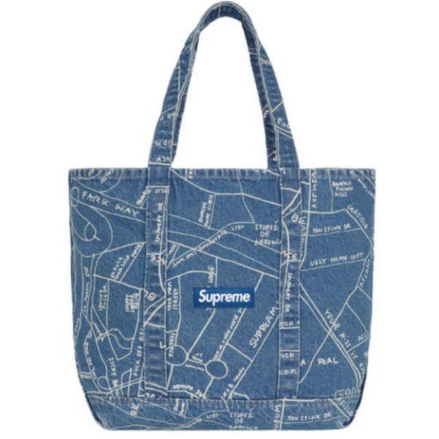 バッグsupreme Gonz map denim tote デニムトート 青