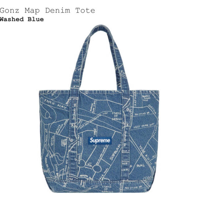 メンズsupreme Gonz map denim tote デニムトート 青 - www ...