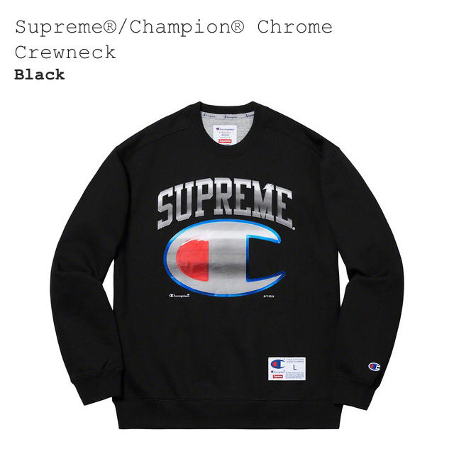 黒S Supreme Champion Chrome Crewneckスウェット