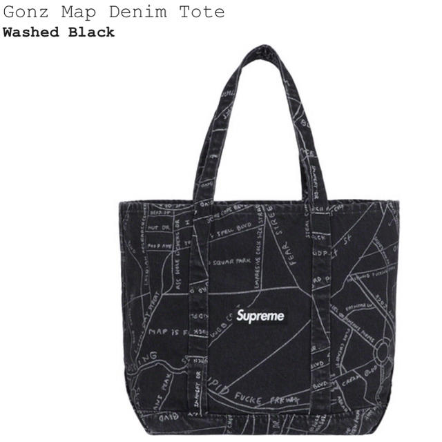 supreme gonz map tote bag black