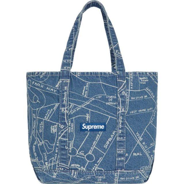 19ss Supreme Gonz Map Denim Tote