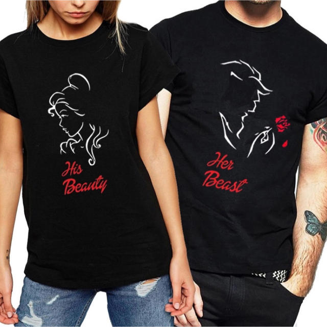 Disney(ディズニー)の美女と野獣 ペアルックTシャツ レディースのトップス(Tシャツ(半袖/袖なし))の商品写真