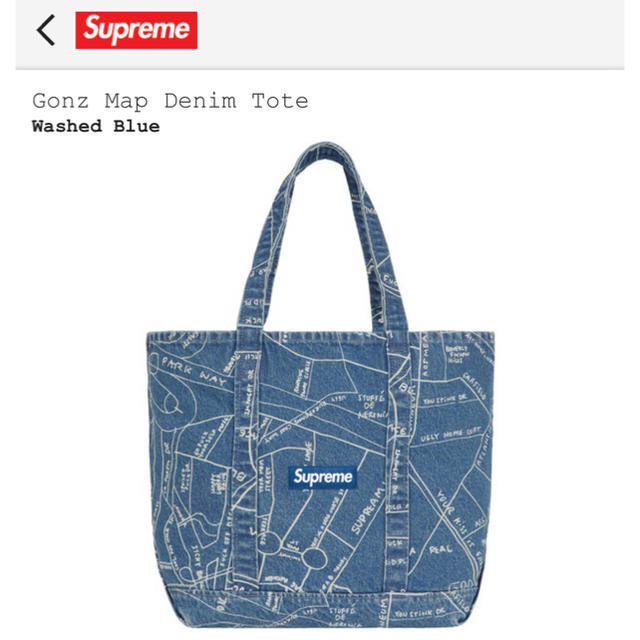 Gonz Map Denim Tote トートバッグ Gonz Map Denim Tote トートバッグ