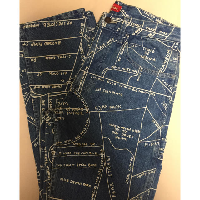 Supreme(シュプリーム)の送料込 S 30 Gonz Map Denim Painter Pant ブルー メンズのパンツ(デニム/ジーンズ)の商品写真