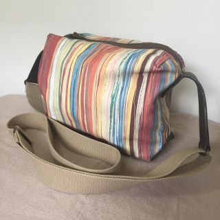 ポールスミス(Paul Smith)のポールスミス ストライプ ショルダーバッグ  革使い 美品(ショルダーバッグ)