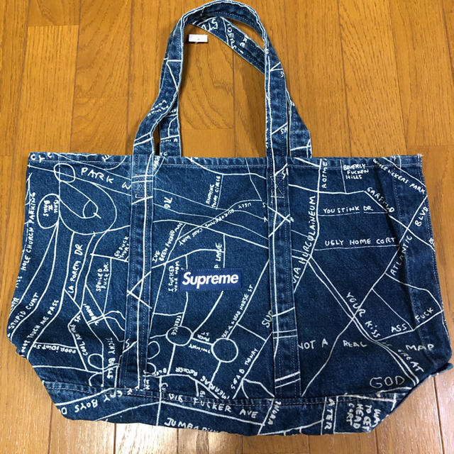 supreme Gonz map denim tote デニムトート 青