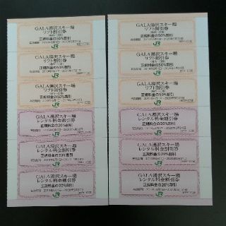ジェイアール(JR)のGALA湯沢　リフト　レンタル　割引券　各6枚セット(スキー場)