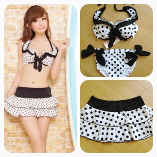 新品♡水玉ドット柄♡水着3点セットS〜Ｌ(水着)