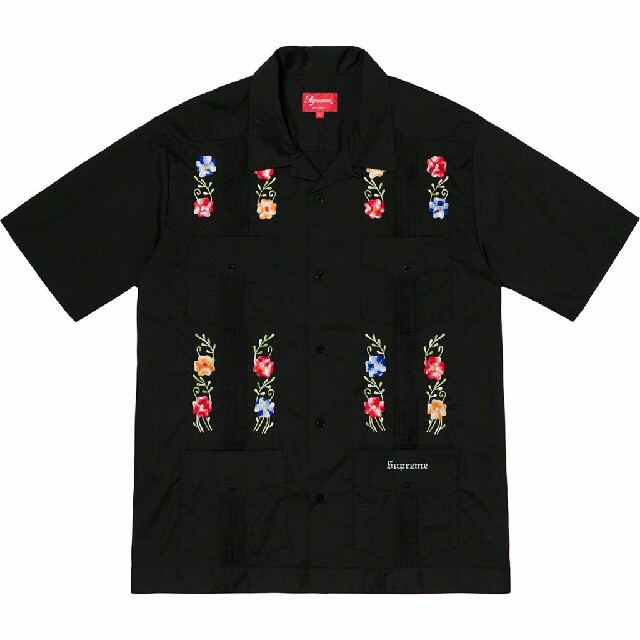 新品Supreme19ss Flowers Guayabera Shirt 黒M