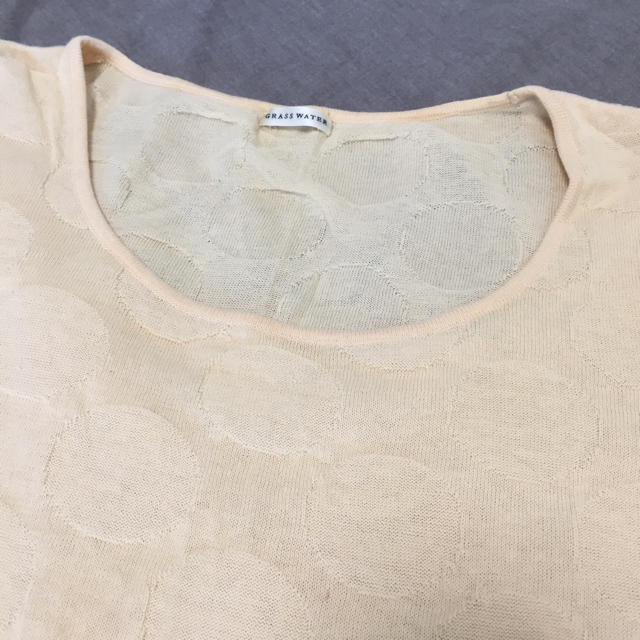 IENA(イエナ)の半袖ニット クリーム色 綿100% レディースのトップス(カットソー(半袖/袖なし))の商品写真