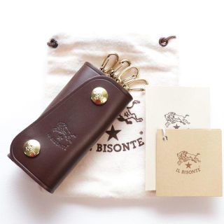 イルビゾンテ(IL BISONTE)の新品 イルビゾンテ キーケース ブラウン スマートキーケース レザー キーリング(キーホルダー)