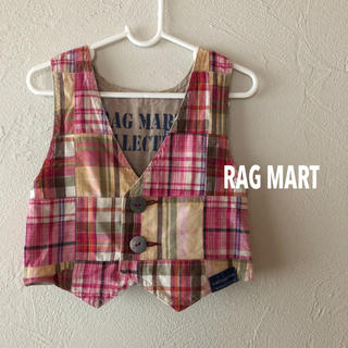 ラグマート(RAG MART)のラグマート ベスト チョッキ 100 ピンク チェック柄 リバーシブル(Tシャツ/カットソー)