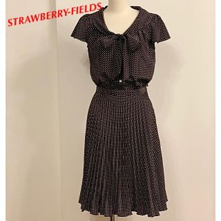 ストロベリーフィールズ(STRAWBERRY-FIELDS)のSTRAWBERRY-FIELDS ドットシフォンワンピース(ひざ丈ワンピース)