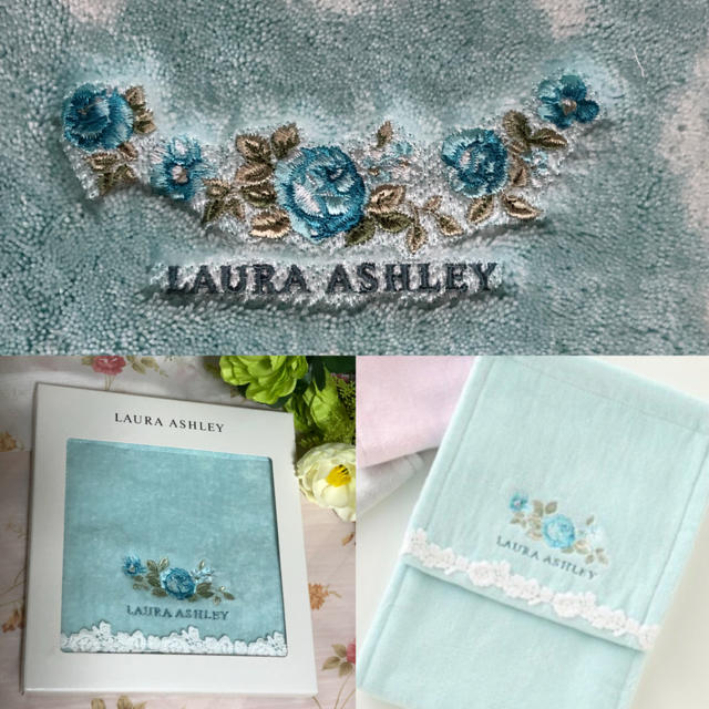 LAURA ASHLEY(ローラアシュレイ)のローラアシュレイ❤️【新品】薔薇刺繍のトイレタリー🌹5点セット(ブルー インテリア/住まい/日用品のラグ/カーペット/マット(トイレマット)の商品写真