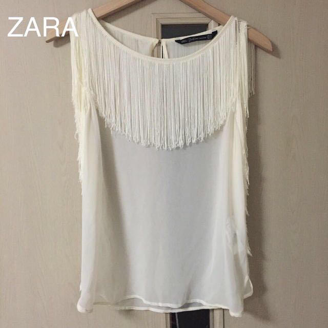 ZARA(ザラ)のZARA♡フリンジトップス レディースのトップス(カットソー(半袖/袖なし))の商品写真