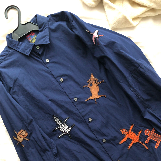 新品 BRU NA BOINNE ブルーナボイン 長袖シャツ ネイビー アニマル-